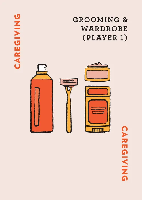 Grooming & Wardrobe (Player 1) items: shaving cream, razor, and deodorant