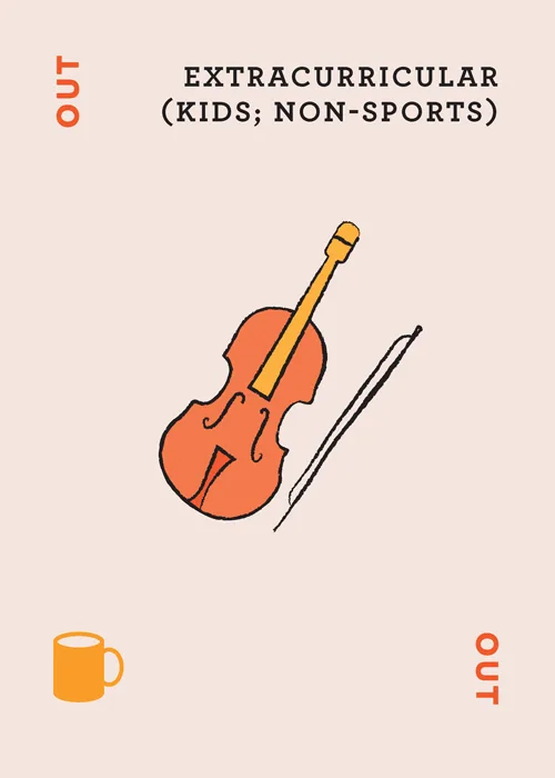 Illustration of violin with bow, labeled 'Extracurricular (kids; non-sports)'