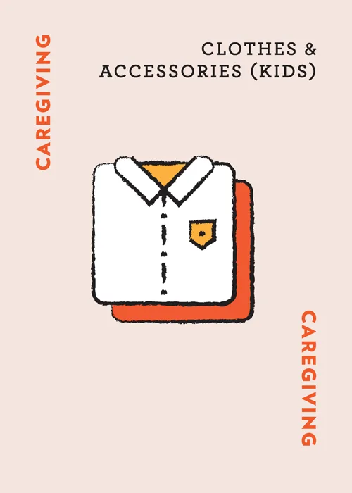 Clothes & Accessories (Kids) caregiving category icon with folded shirt illustration