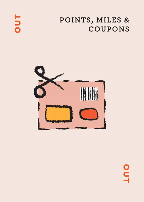 Points, miles & coupons illustration with scissors cutting a coupon