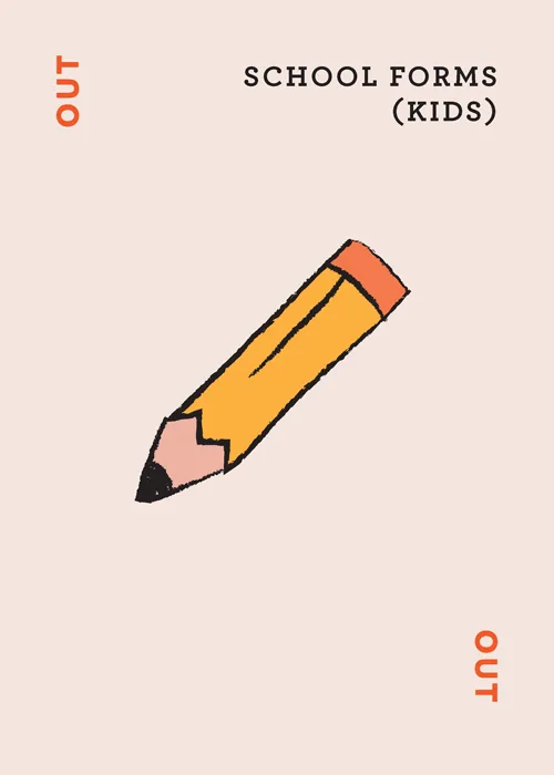 School Forms (Kids) with yellow pencil illustration on pink background
